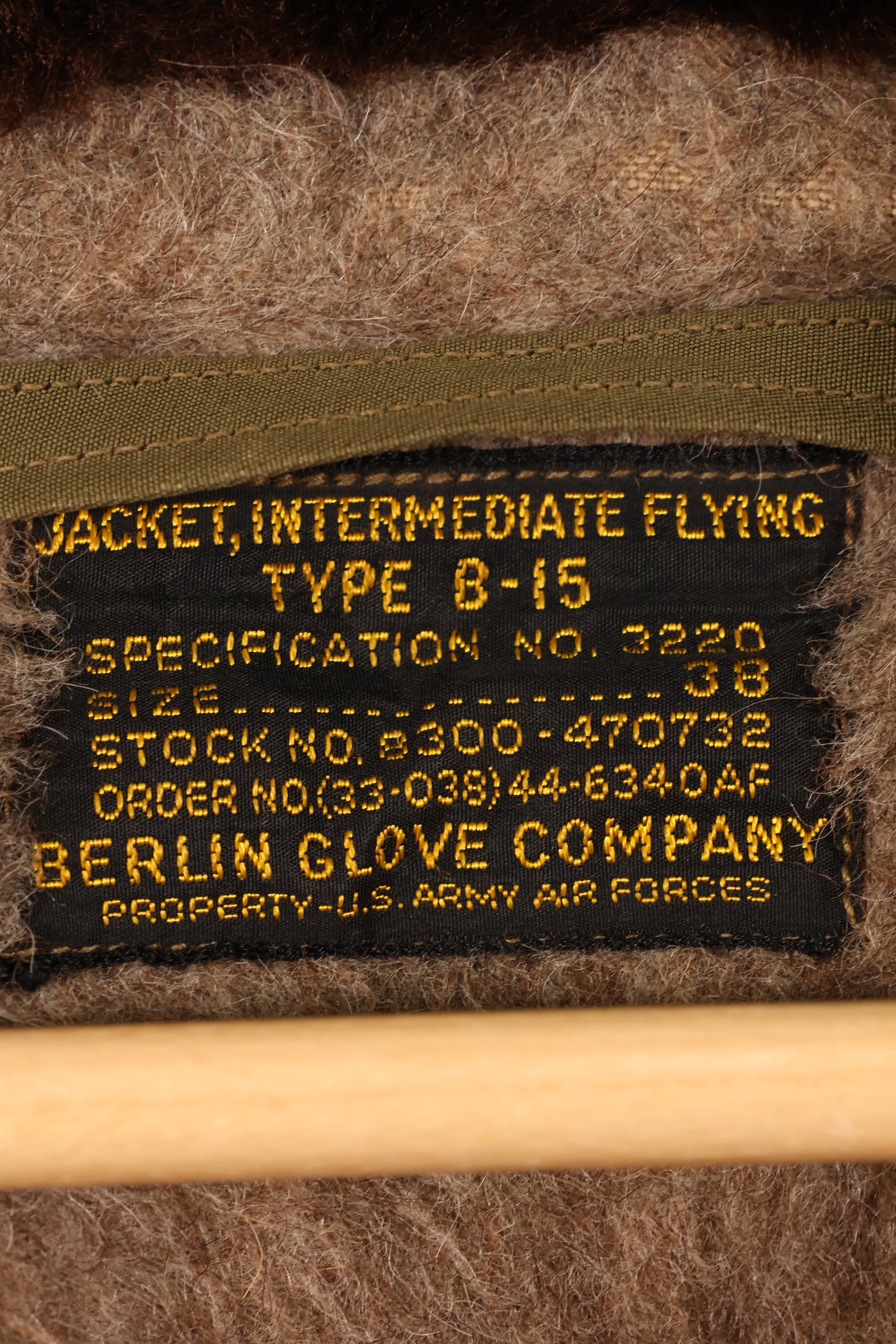1940年代　サイズ 38　アメリカ陸軍航空隊 USAAF　B-15　フライトジャケット　エレベーター加工あり　状態良い