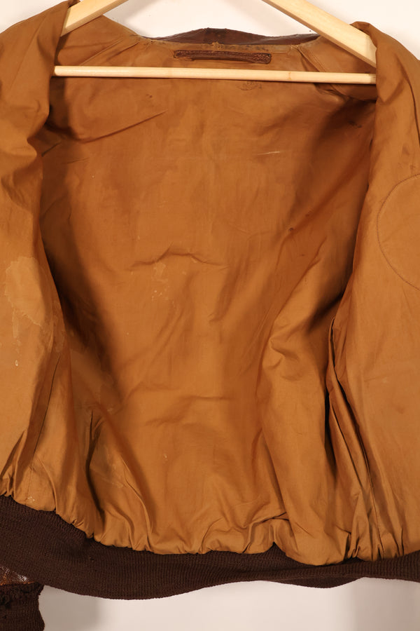 1940年代前半　推定 36~38程度　アメリカ陸軍航空隊 USAAF　A-2　ライトゾーン　サマーレザーフライトジャケット　中古品