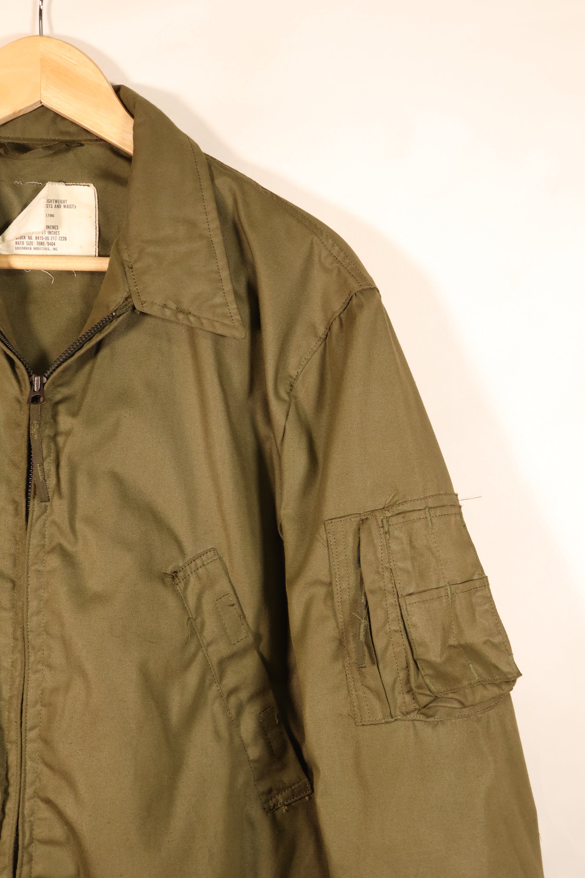 1974年契約　M-R　アメリカ陸軍　パイロット　ライトウェイトジャケット　フライトジャケット　中古品