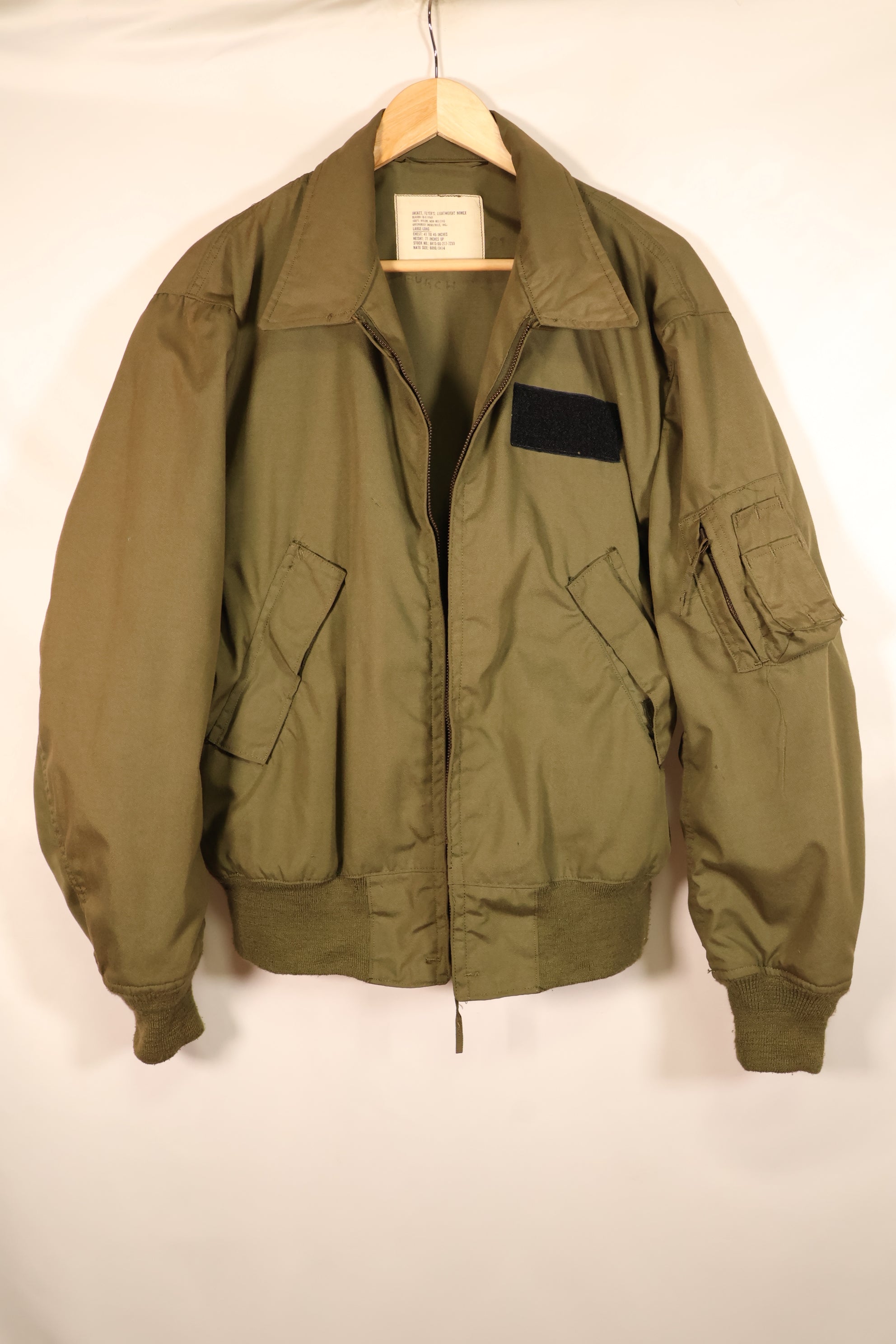 1979年契約　L-L　NOMEX　アメリカ陸軍　パイロット　ライトウェイトジャケット　フライト　ジッパー破損あり　中古品