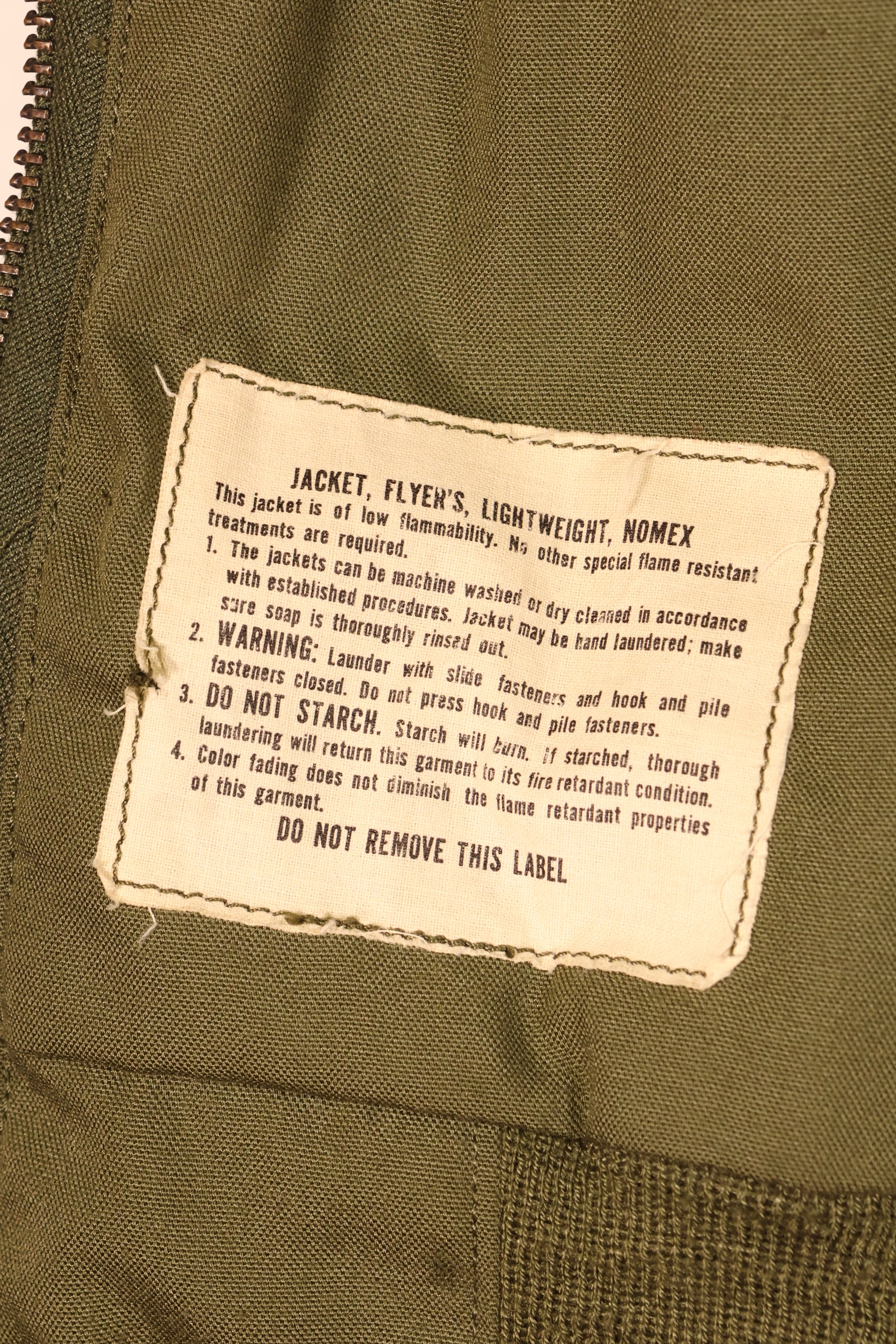 1979年契約　L-L　NOMEX　アメリカ陸軍　パイロット　ライトウェイトジャケット　フライト　ジッパー破損あり　中古品