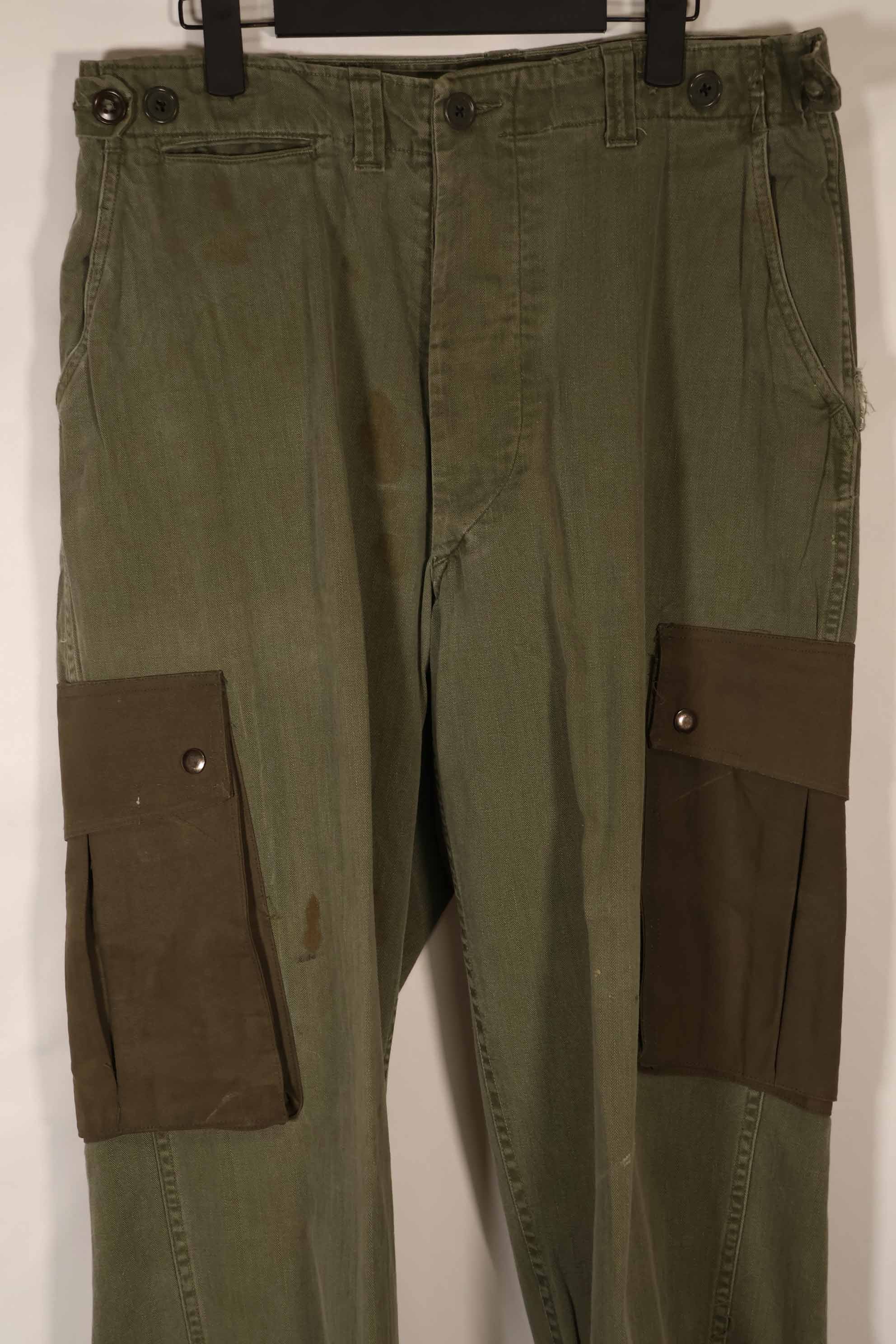 実物　1940年代〜50年代　アメリカ陸軍　HBTパンツ　改造ポケット　中古品