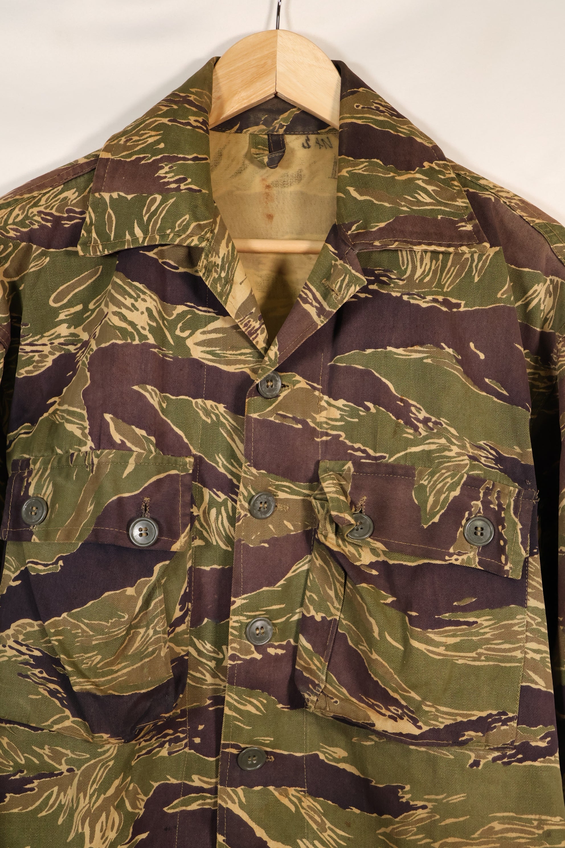 1960年代中頃　USカット　LARGE　沖縄タイガー　タイガーストライプ　シャツ　退色あり　中古品