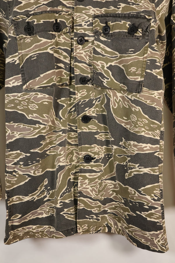 1970年代前半　レイトウォーパターン　タイガーストライプ　ヘビーコットン　シャツ　退色あり　中古品