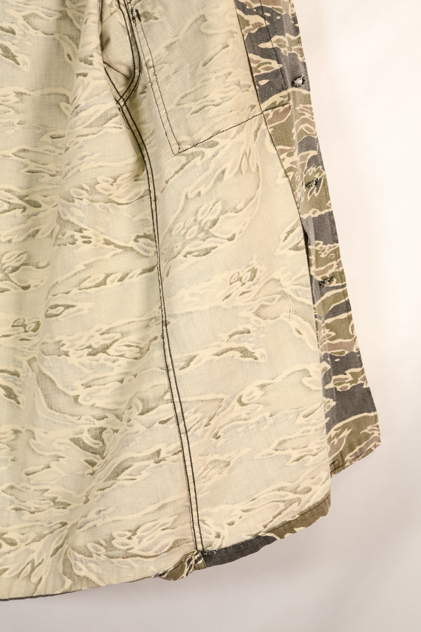 1970年代前半　レイトウォーパターン　タイガーストライプ　ヘビーコットン　シャツ　退色あり　中古品