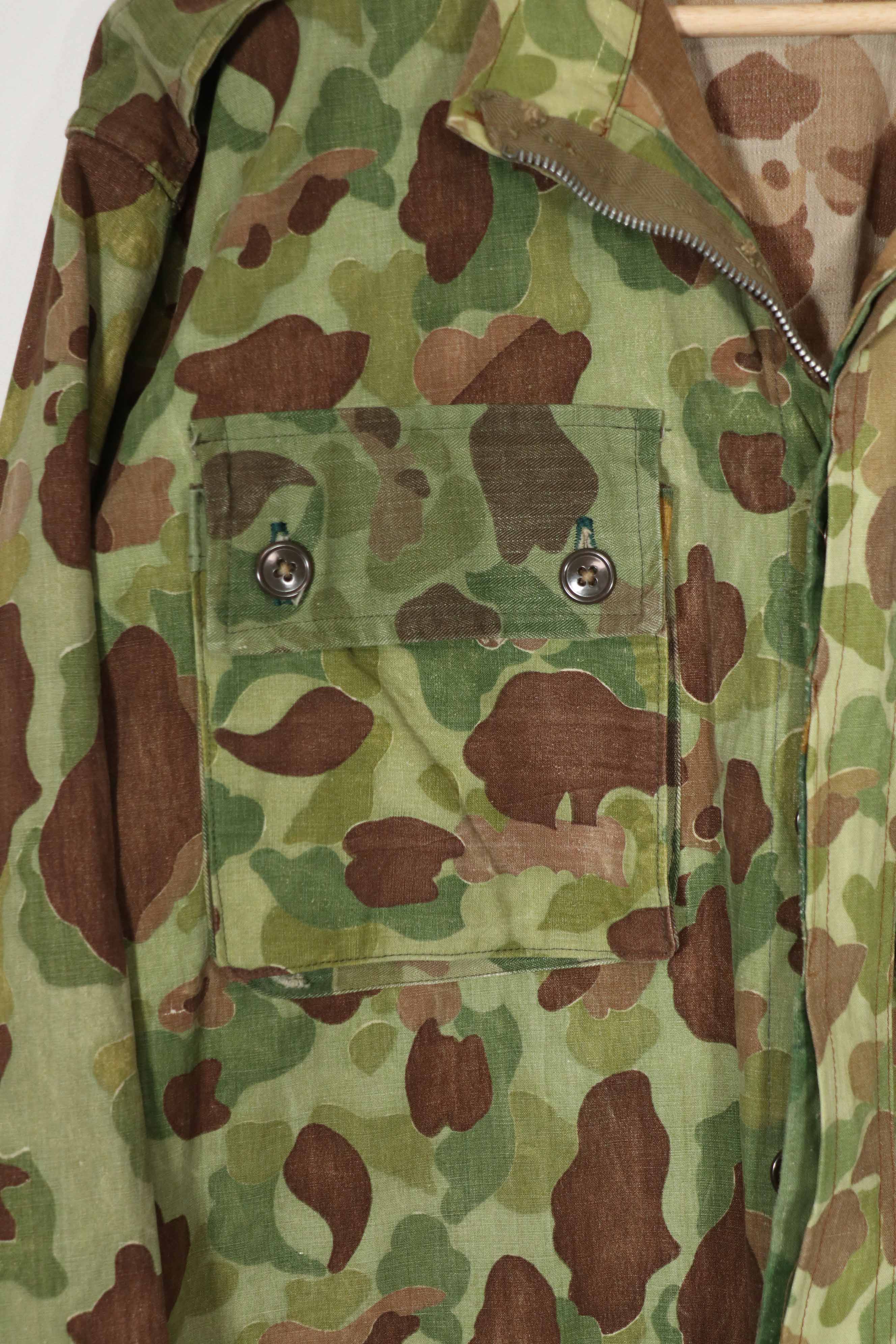 実物生地　フロッグスキン迷彩　フランス軍空挺ジャケット　再現品　ダックハンター　中古品
