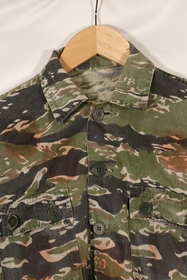 1960年代　タイガーストライプ　シャツ　CIDGパターン　退色あり　汚れあり　中古品