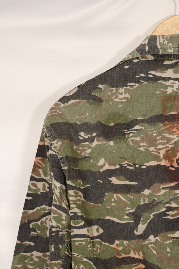 1960年代　タイガーストライプ　シャツ　CIDGパターン　退色あり　汚れあり　中古品