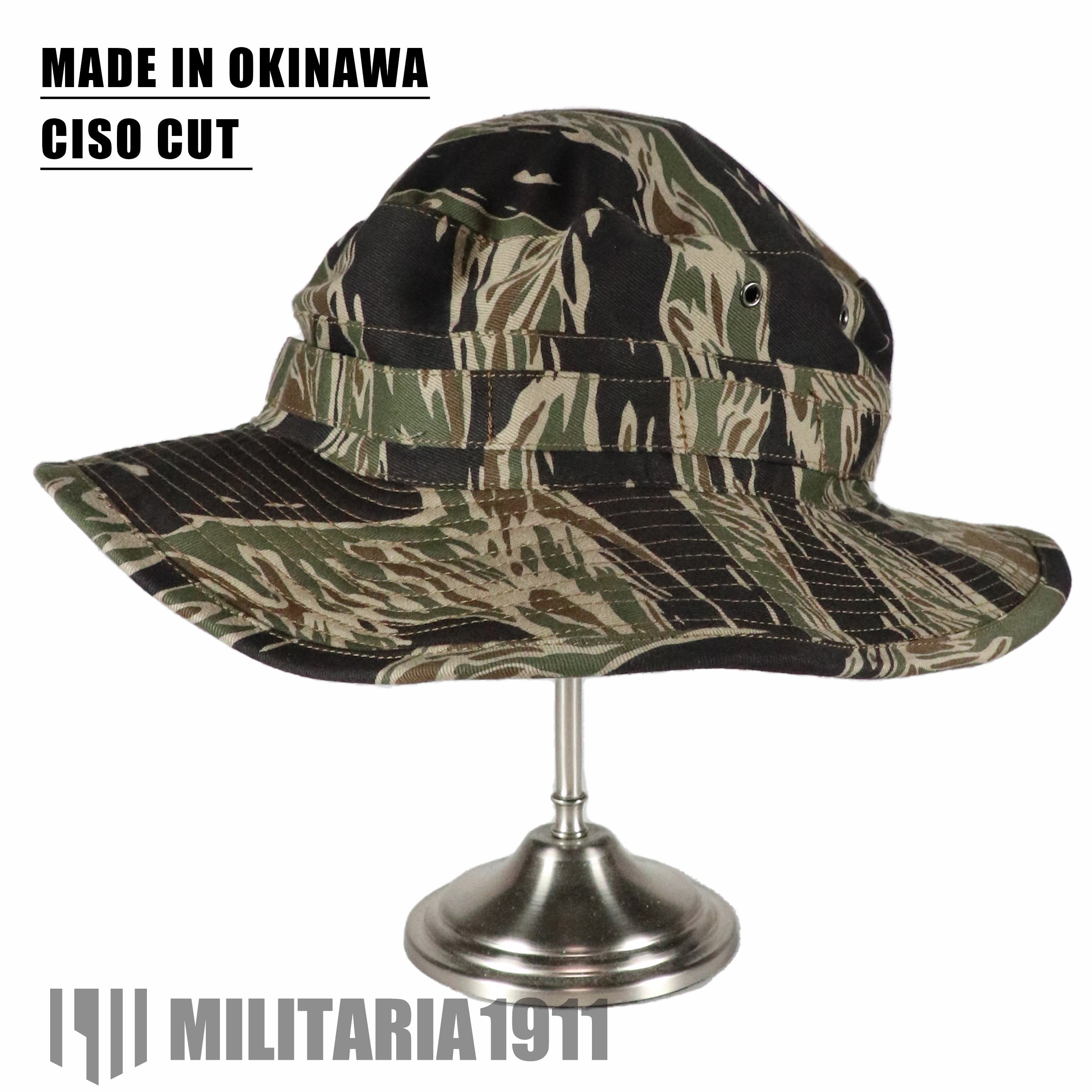 【11月中旬発送予定】MADE IN OKINAWA CISOカット　シルバータイガーストライプ　ブーニーハット