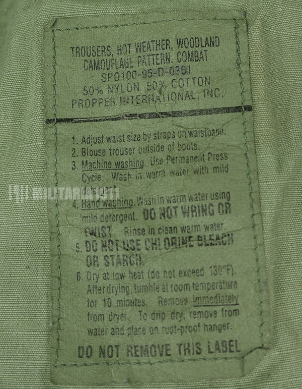 米軍サープラス　ウッドランドパターン迷彩　パンツ　中古品　使用感あり 1995年製