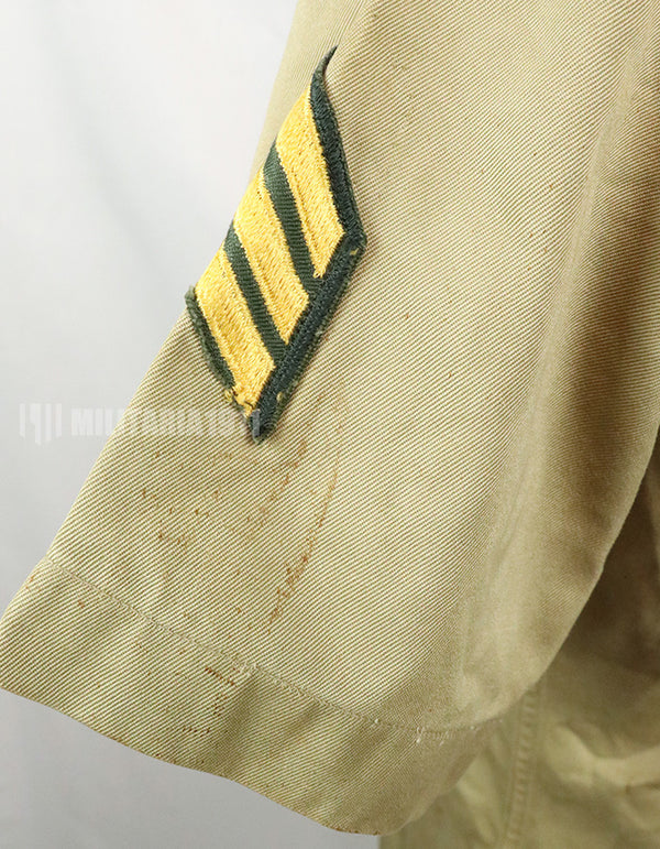 実物　アメリカ陸軍　コットンカーキシャツ　サービスシャツ　階級章　パッチ付き 1st Signal Bde