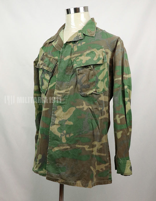 実物　アメリカ軍　1969年製　ERDL　ジャングルファティーグジャケット　下ポケットなし　使用感あり　中古品 ブラウンリーフ