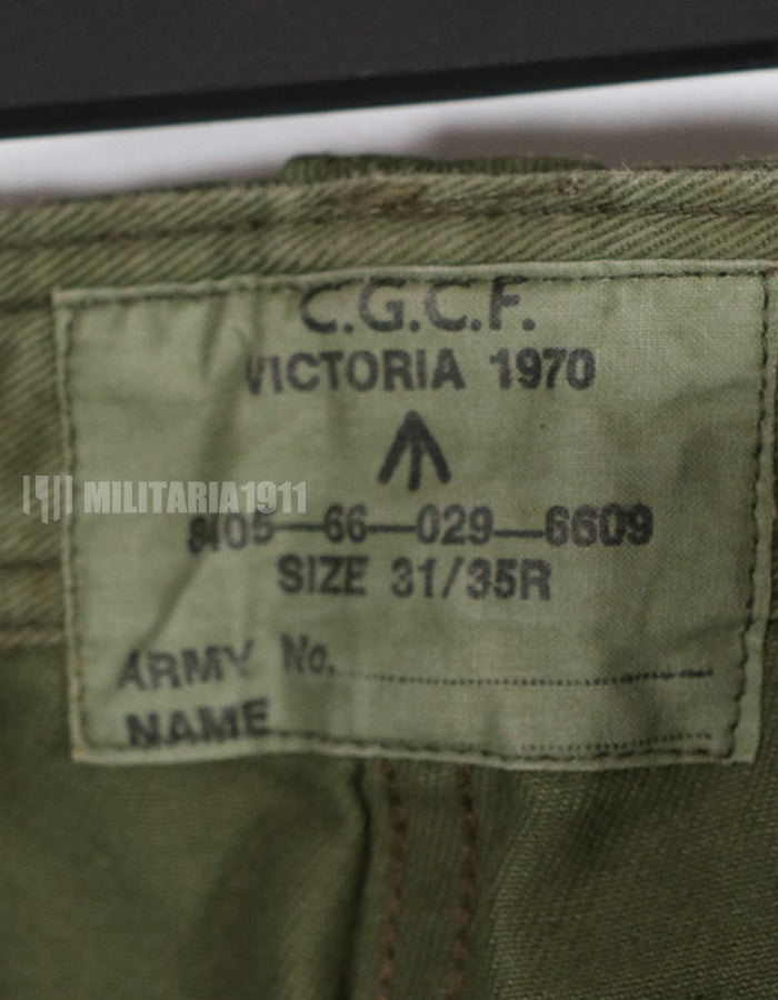 実物　1970年製　未使用品　AATTV オーストラリア陸軍　ファティーグパンツ　C.G.C.F VICTORIA 1970