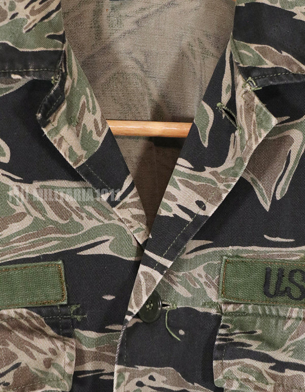 実物　シルバータイガーストライプ　シャツ　状態良い　USNパッチ付き　タイガーストライプ